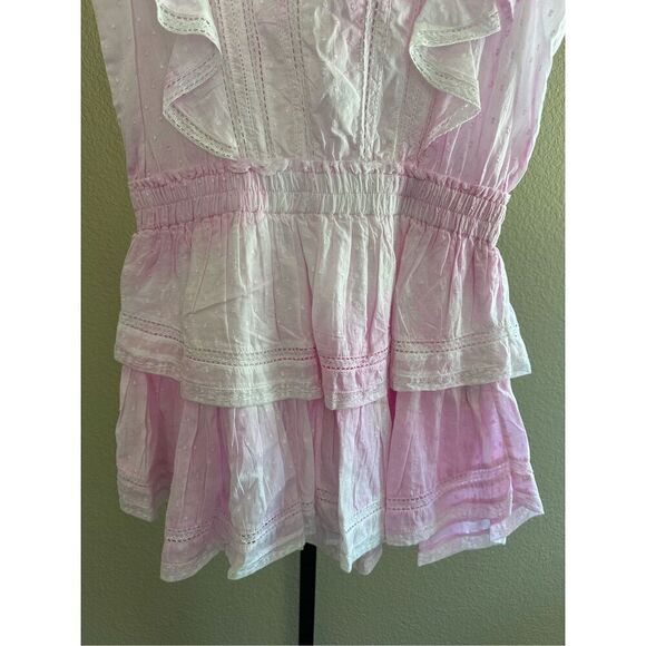 Love Shack Fancy Natasha Ruffle Tiered Mini Dress in Peony Pink Size M - Picture 6 of 11